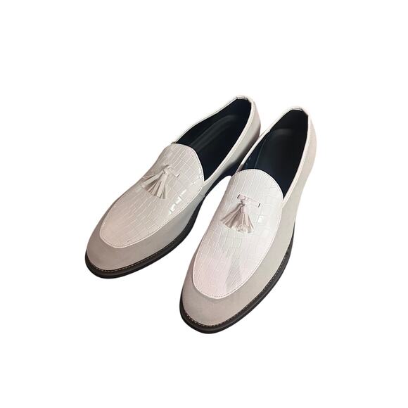 White Croc Suede Tassel Lug Leather Loafers Style AR 19015 NWOT Men\'s 10 main image 10